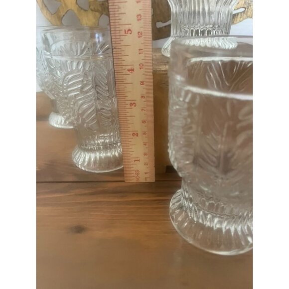 MCM Dansk Bohemian Style 8 oz Tumbler Glasses Set Of 4 Leaf Pattern Vintage - Picture 6 of 7